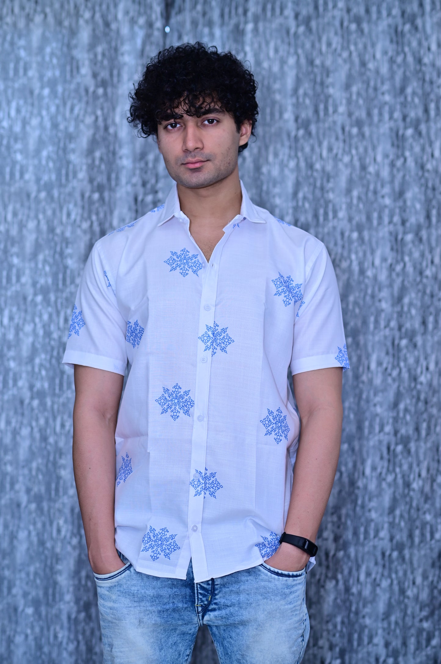 New Men's White Heavy Cotton Half Sleeve Shirt