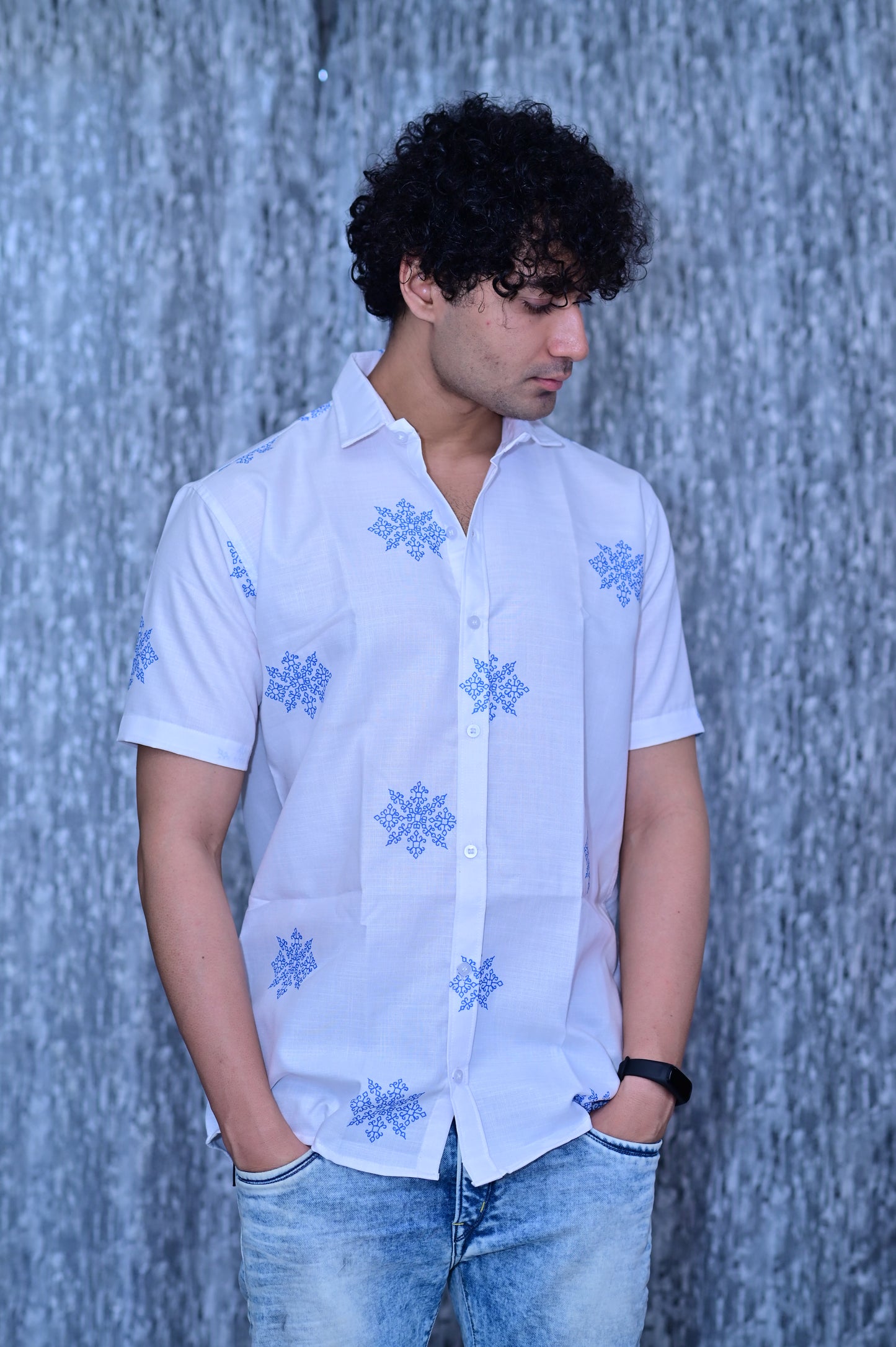 New Men's White Heavy Cotton Half Sleeve Shirt