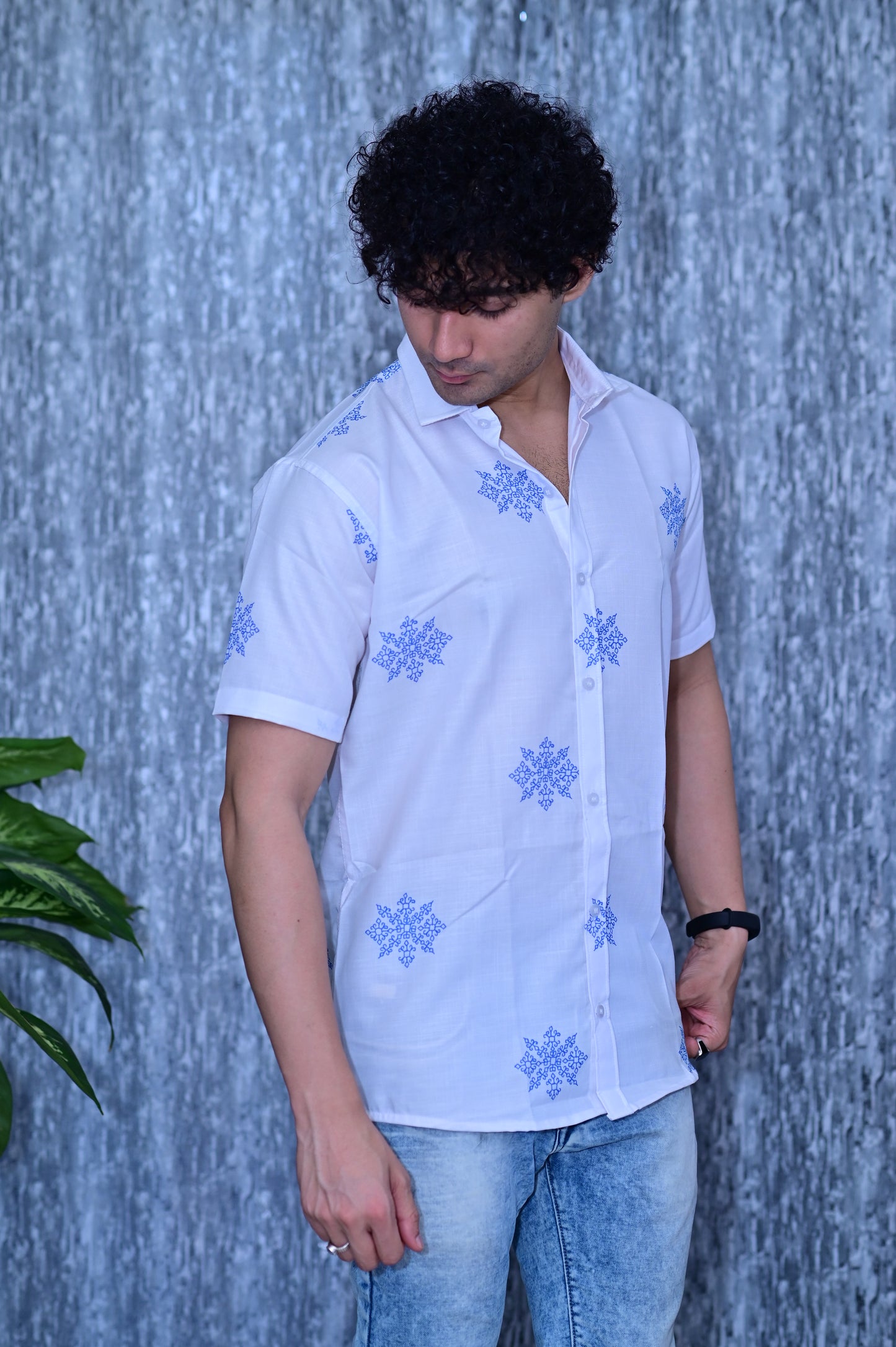 New Men's White Heavy Cotton Half Sleeve Shirt