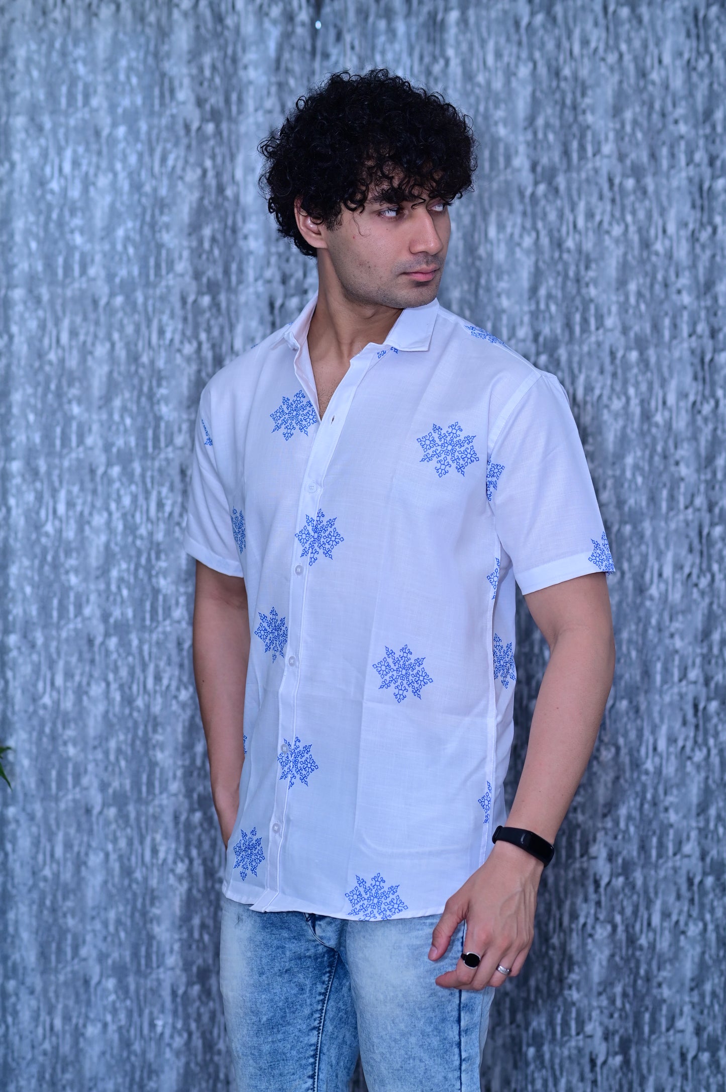 New Men's White Heavy Cotton Half Sleeve Shirt