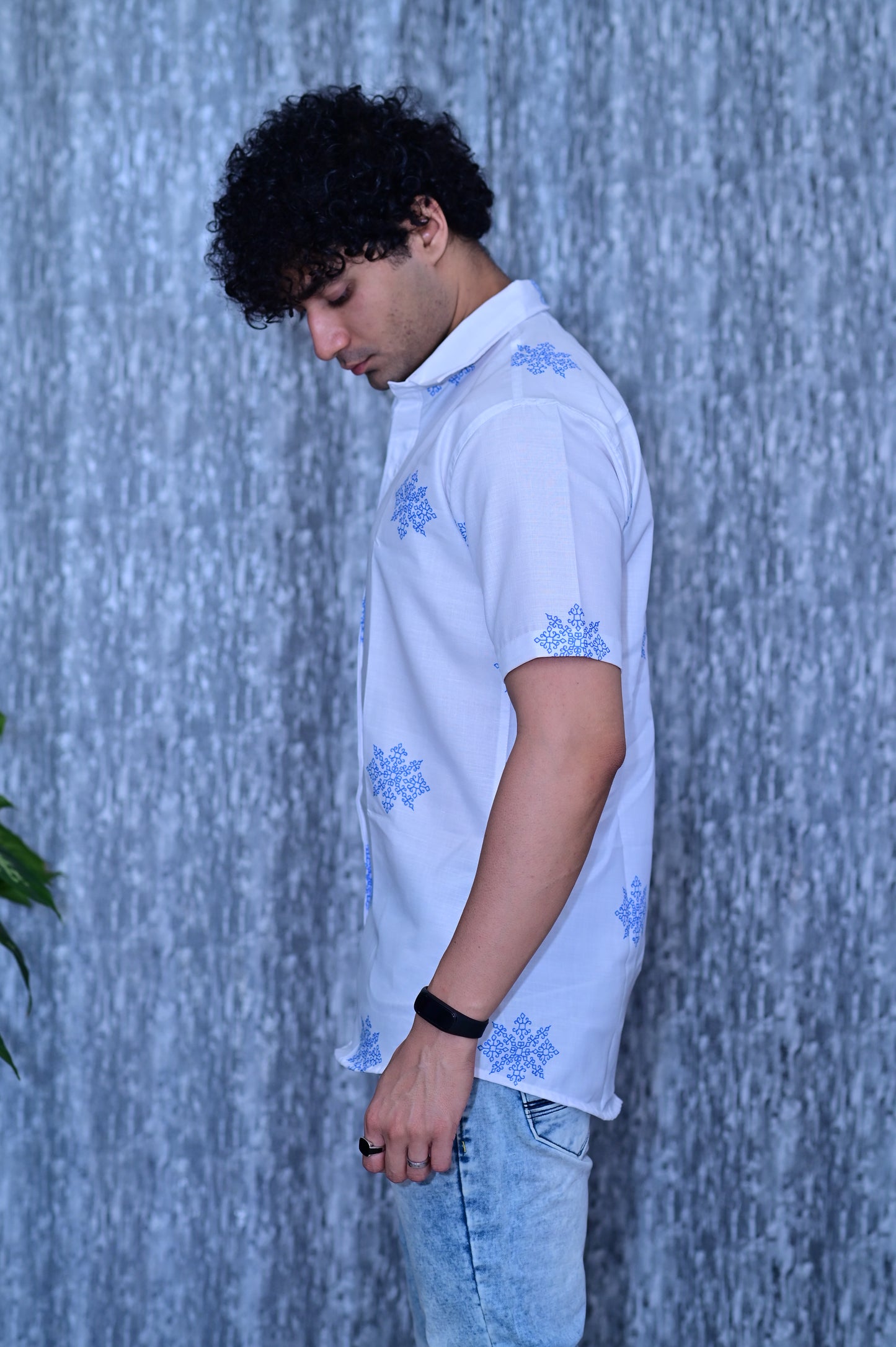 New Men's White Heavy Cotton Half Sleeve Shirt