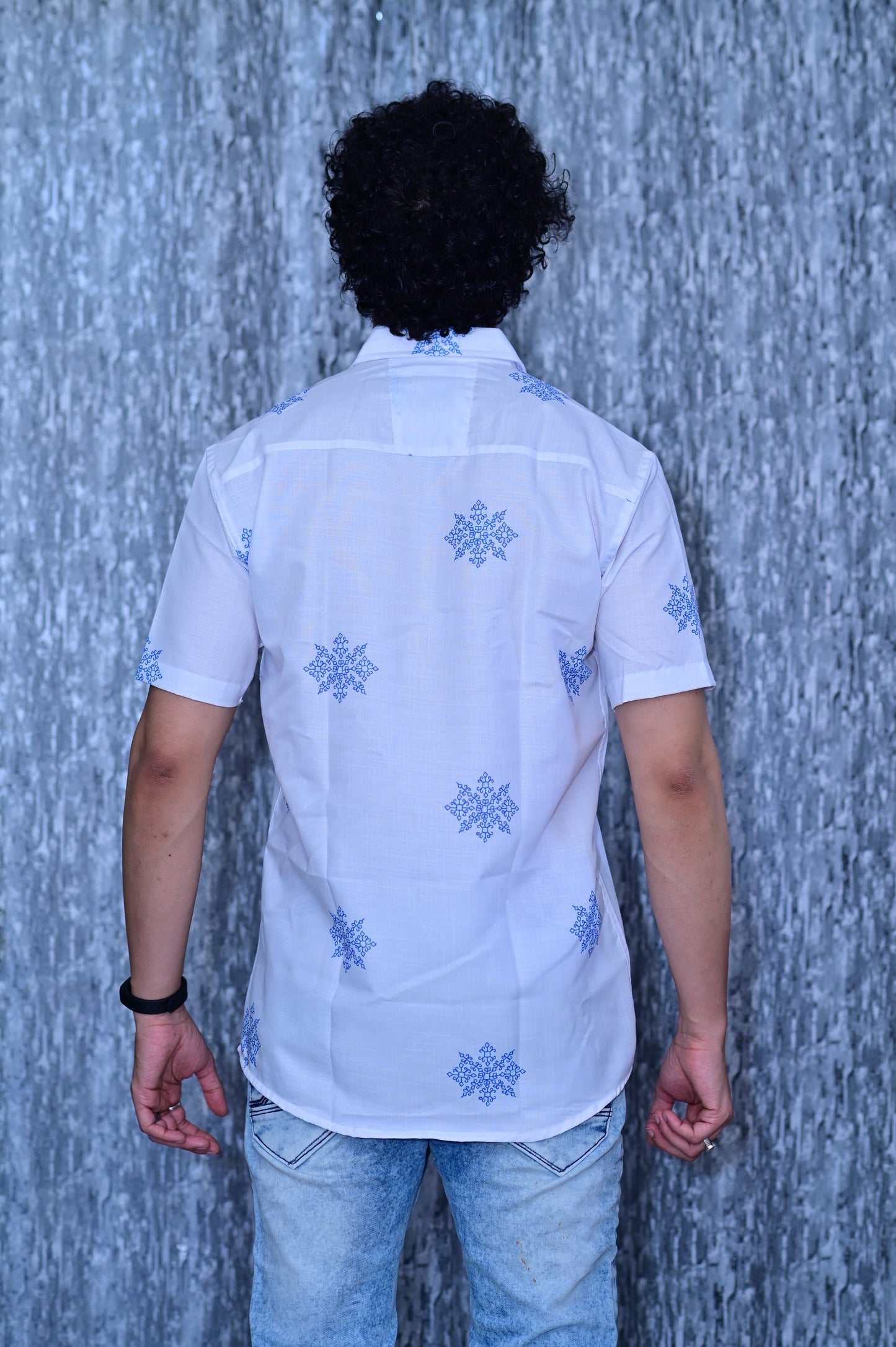 New Men's White Heavy Cotton Half Sleeve Shirt