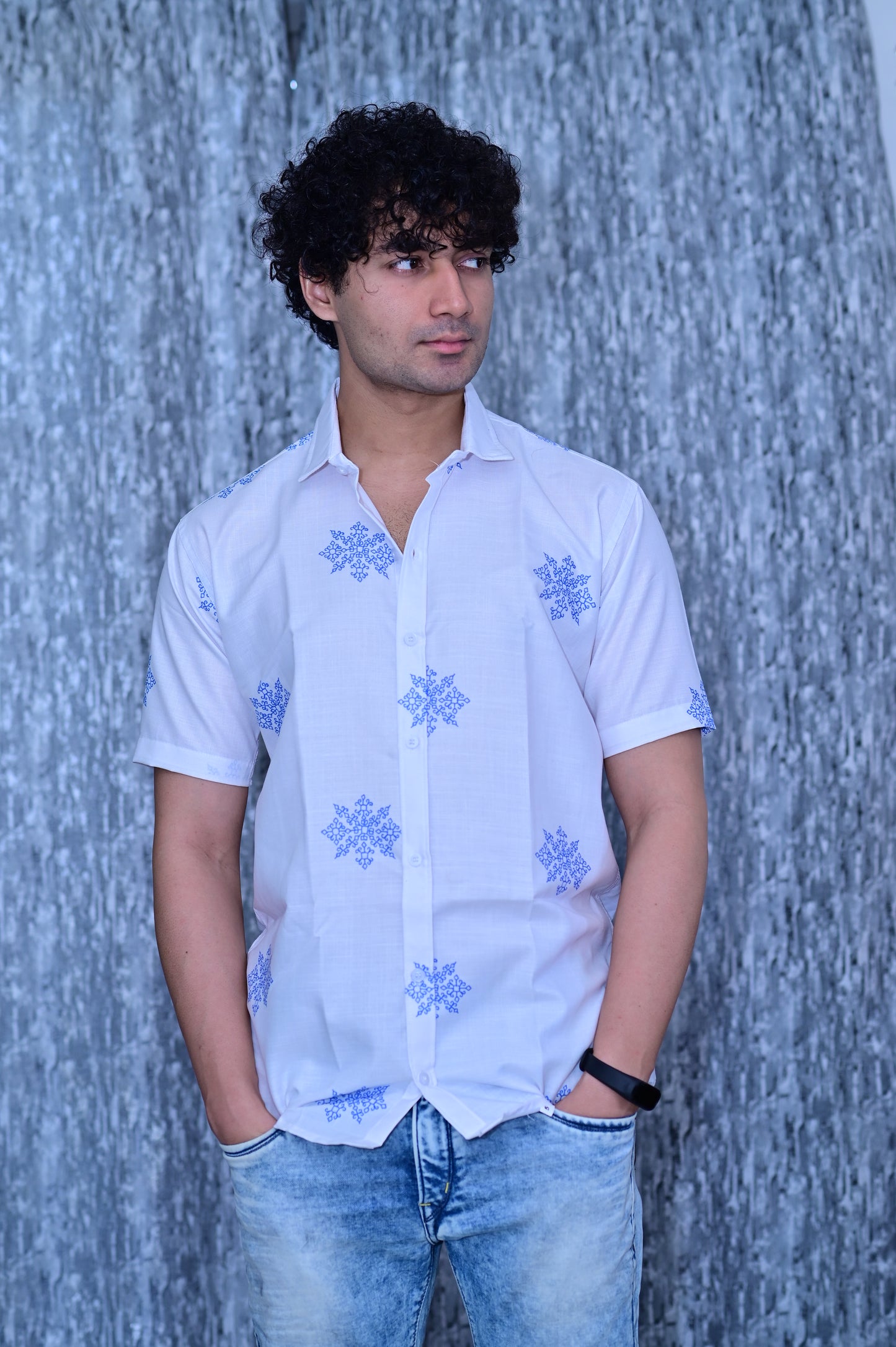 New Men's White Heavy Cotton Half Sleeve Shirt