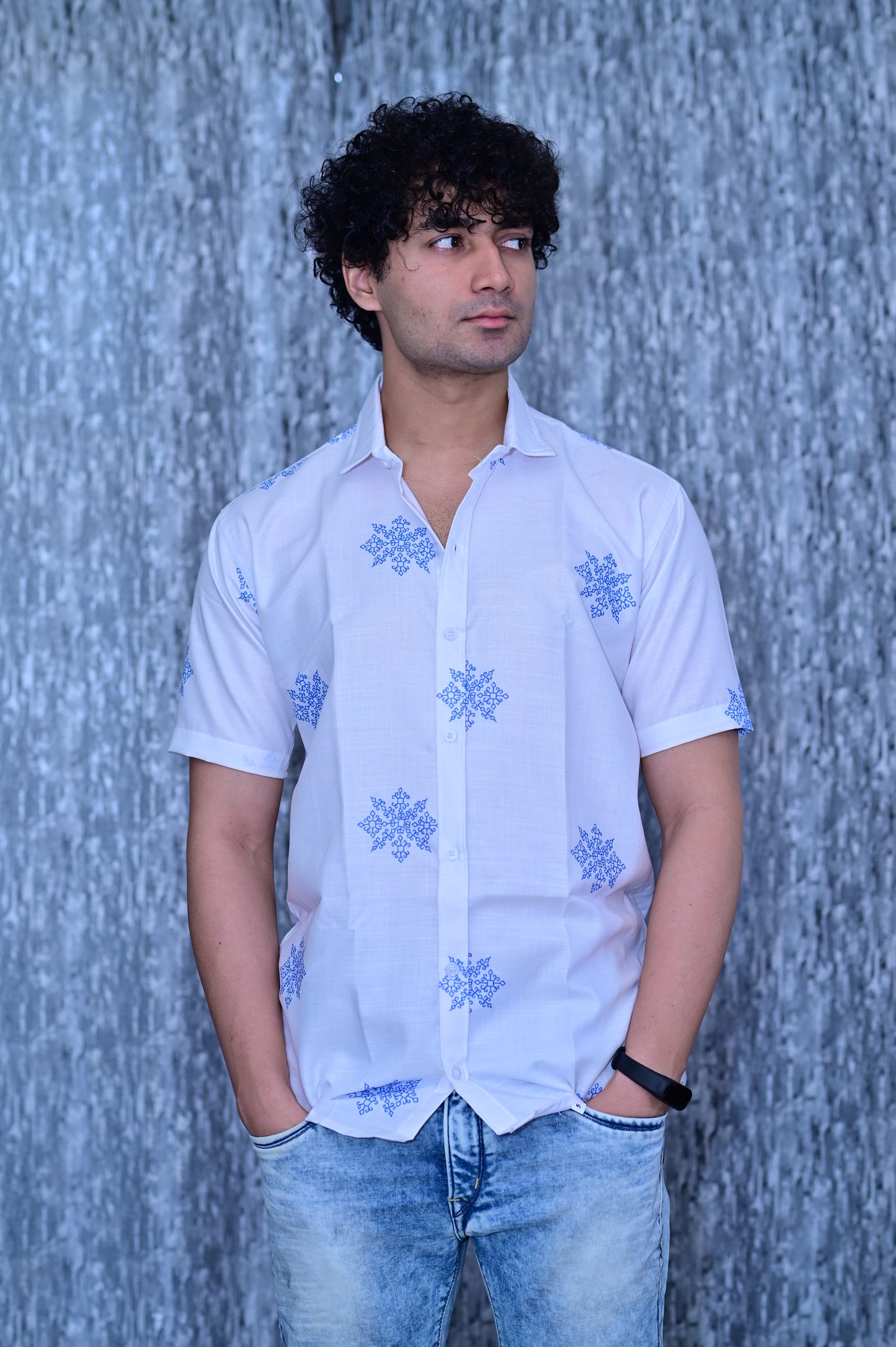 New Men's White Heavy Cotton Half Sleeve Shirt