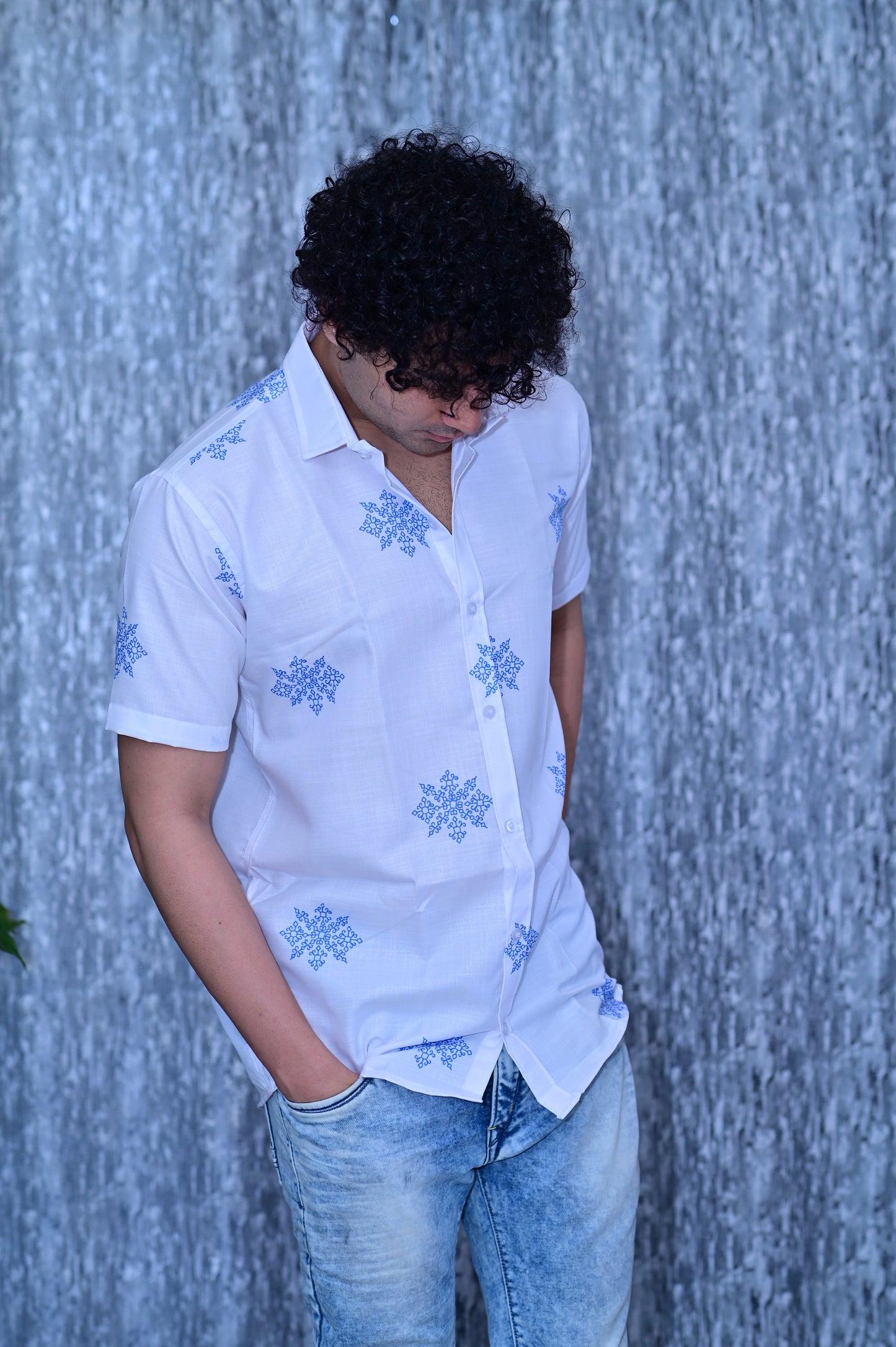 New Men's White Heavy Cotton Half Sleeve Shirt