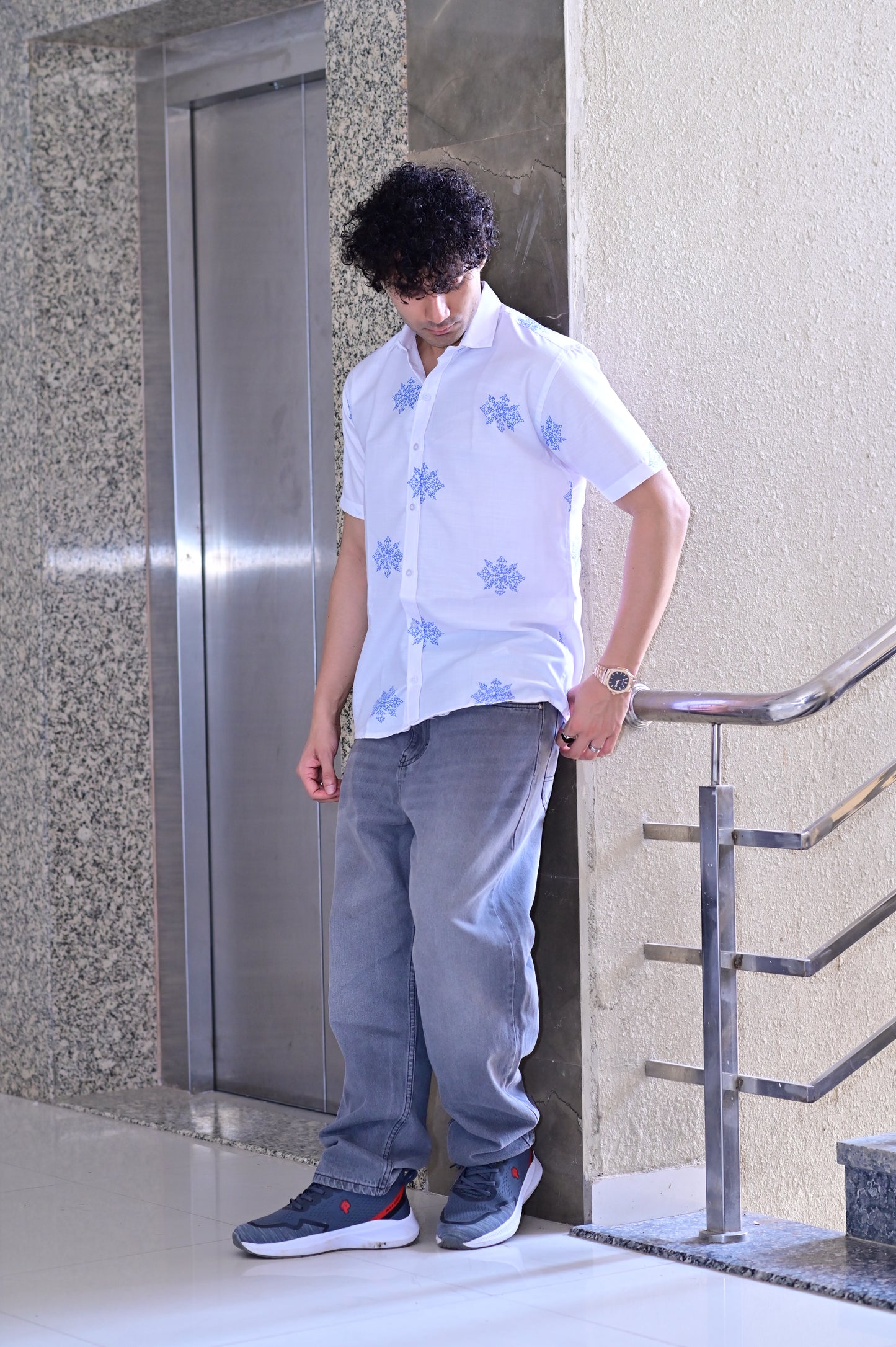 Men's White Heavy Cotton Half Sleeve Shirt