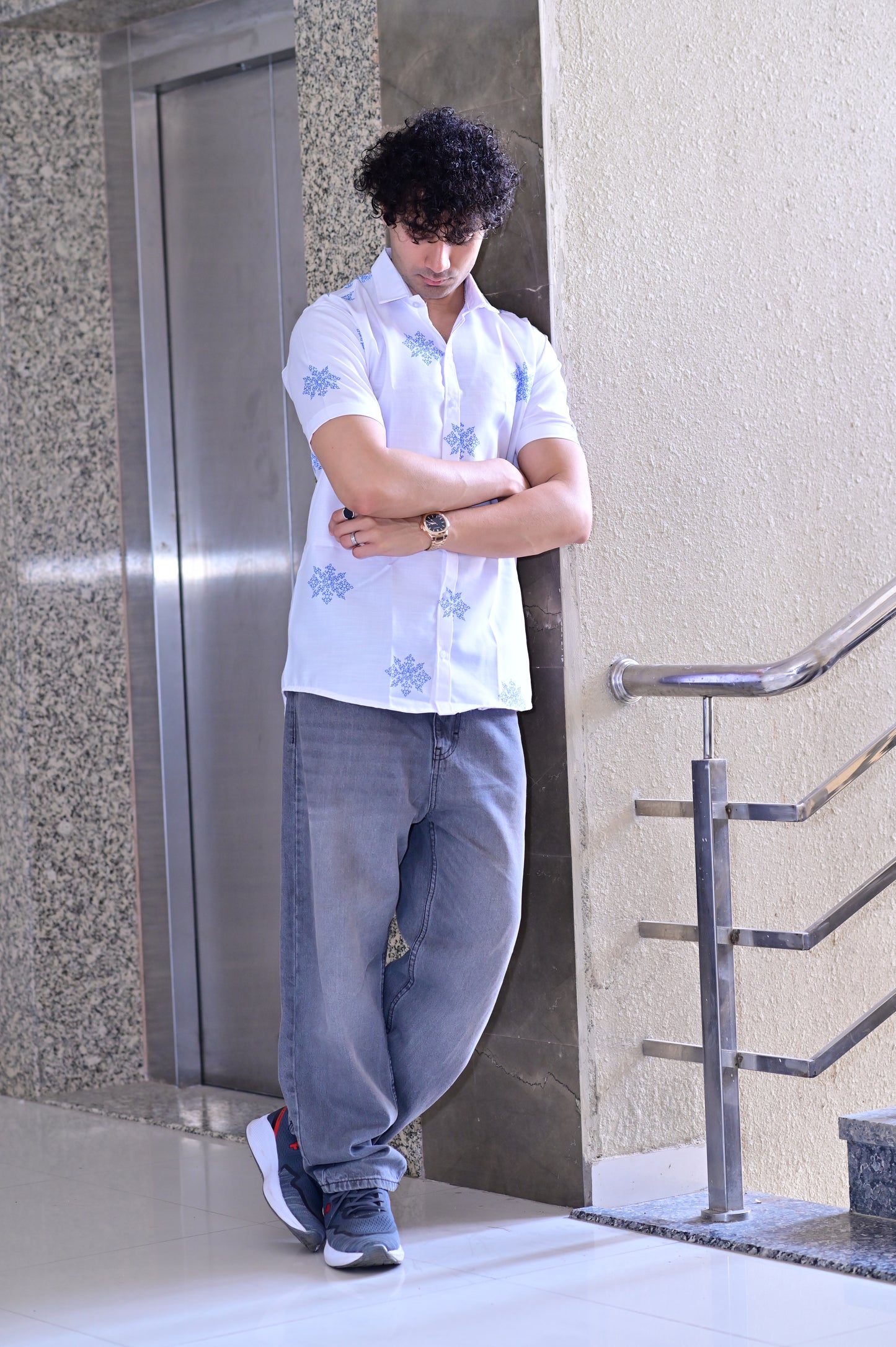 Men's White Heavy Cotton Half Sleeve Shirt
