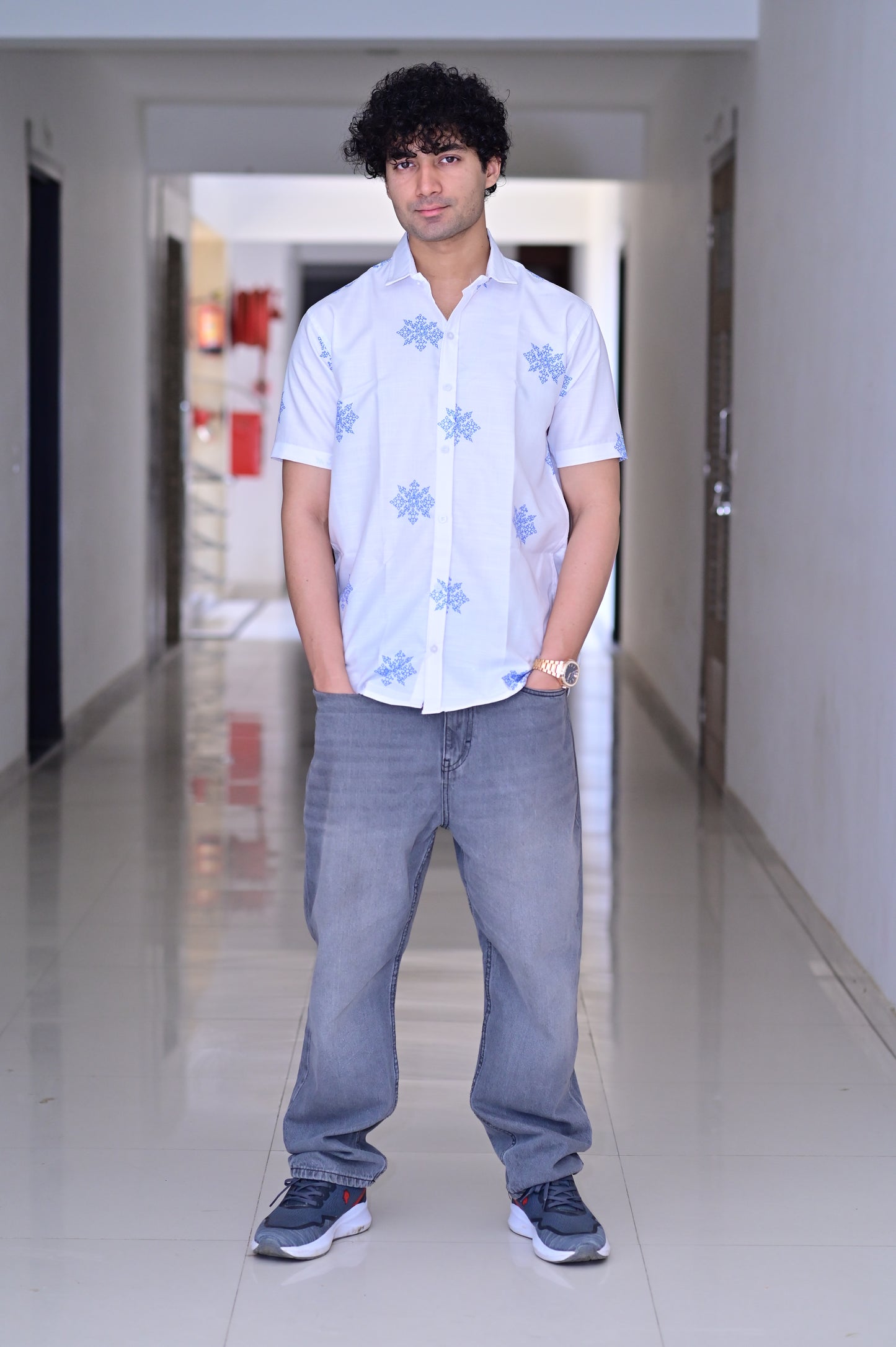 Men's White Heavy Cotton Half Sleeve Shirt