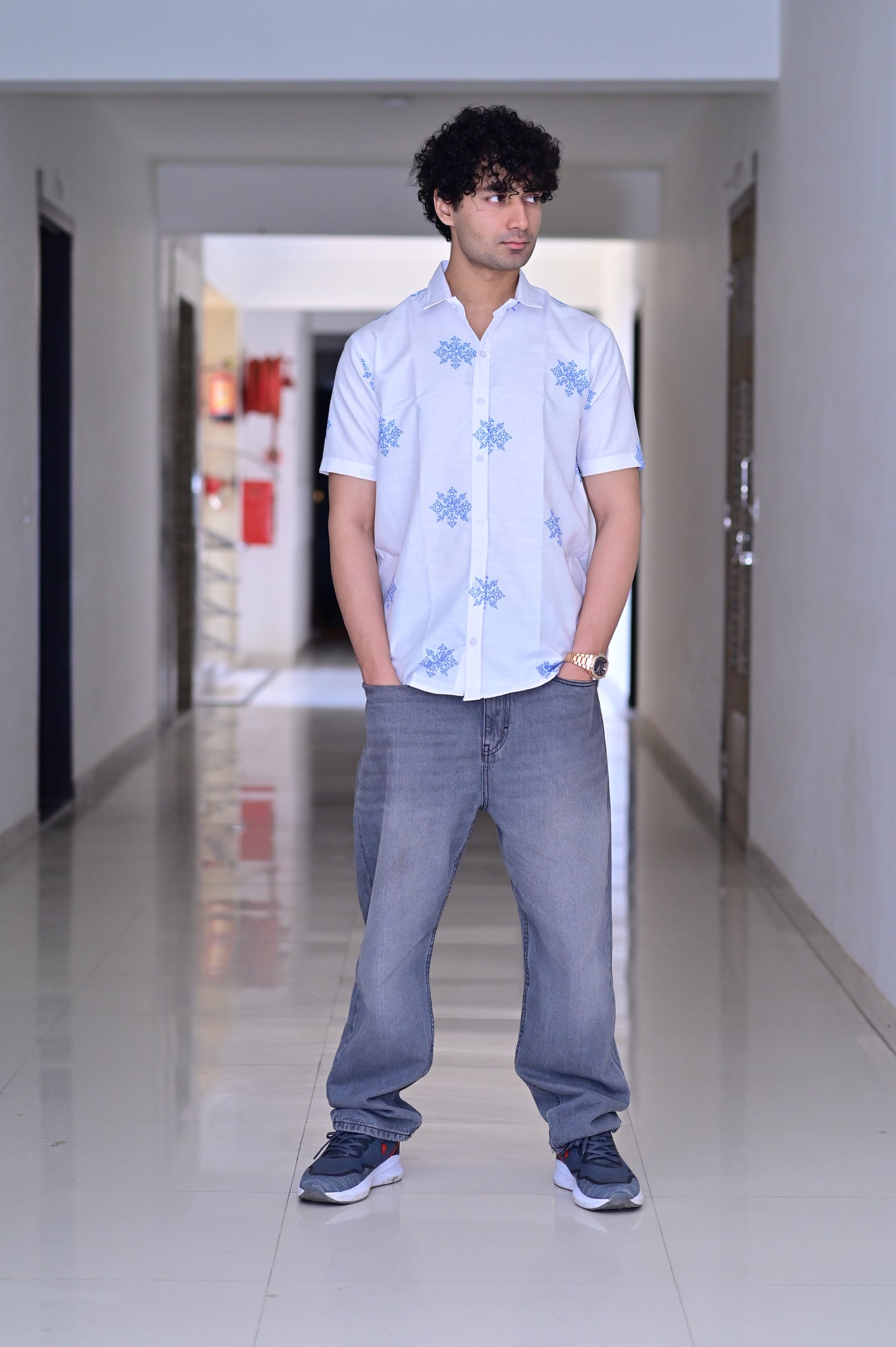 Men's White Heavy Cotton Half Sleeve Shirt