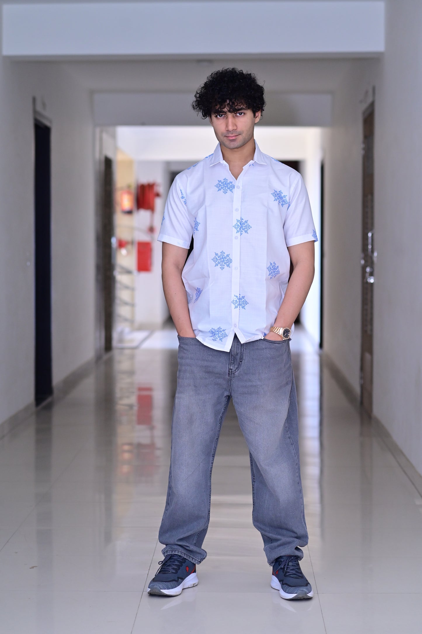 Men's White Heavy Cotton Half Sleeve Shirt