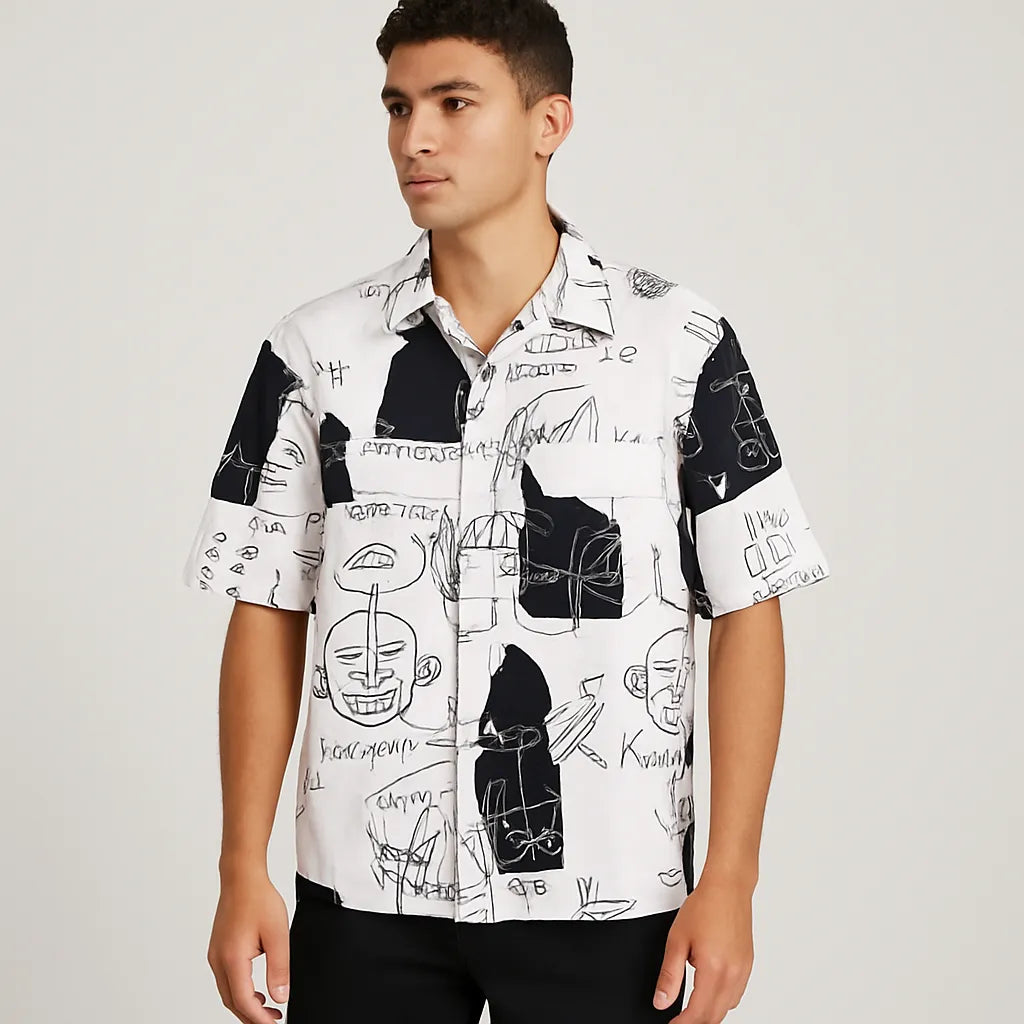 Men White Color Drop-Shoulder Sleeves Heavy Cotton Shirt