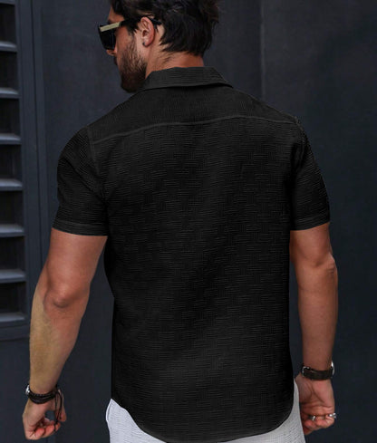 Men's Regular Fit Self Design Grey Color Chatai Popcorn Shirt