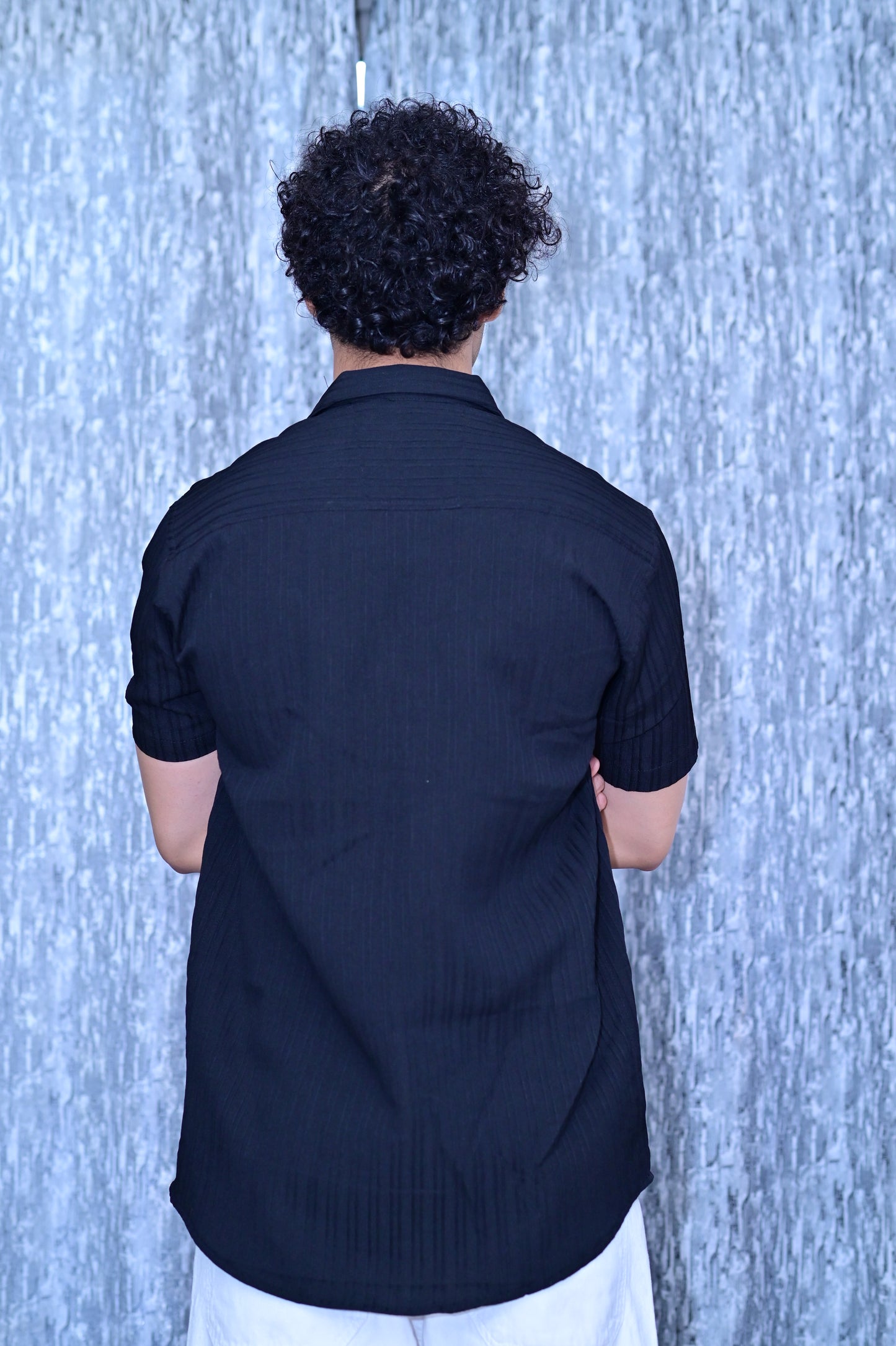 Men's Sugar Cane Black Slim-Fit Poly Cotton Shirt