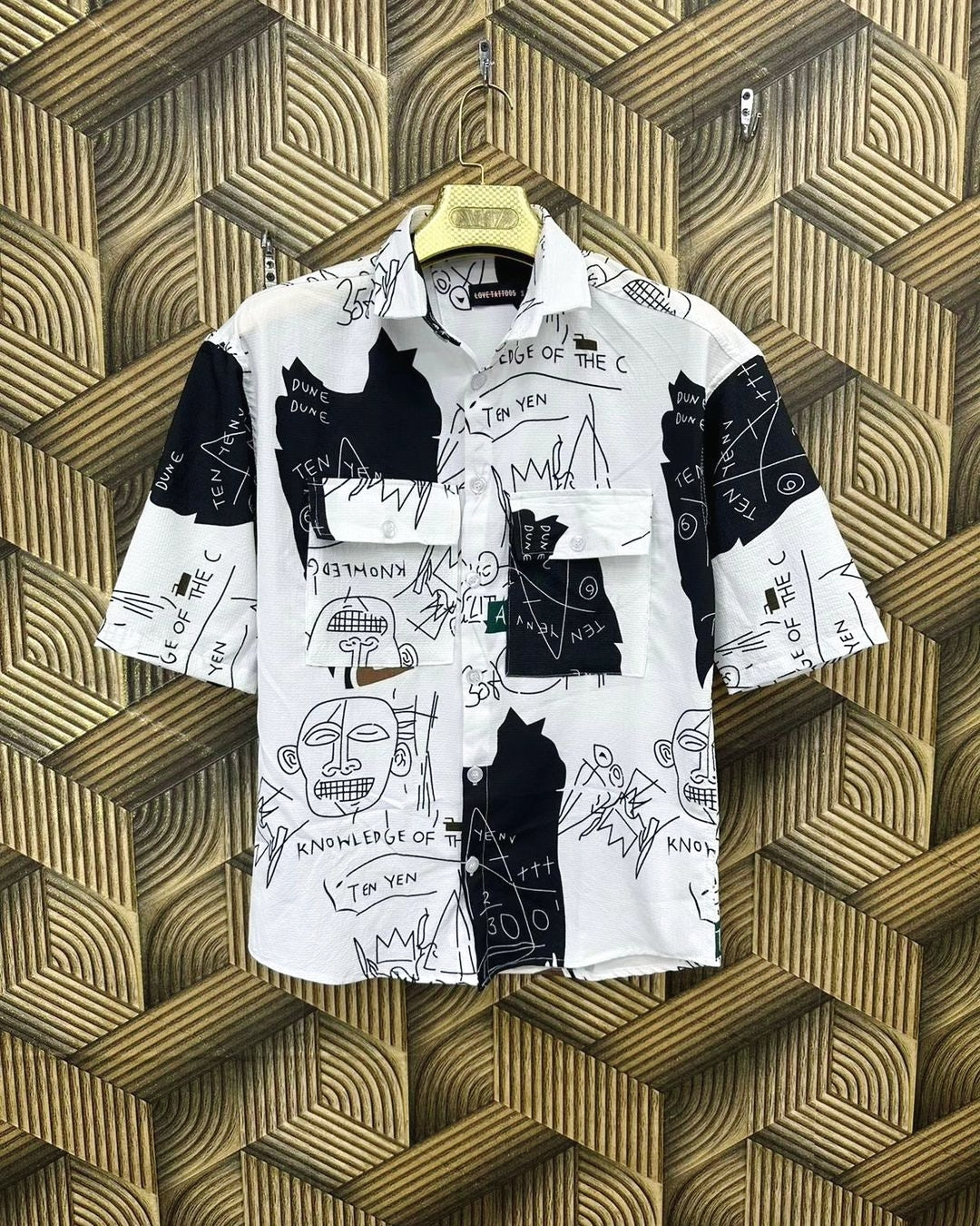 Men White Color Drop-Shoulder Sleeves Heavy Cotton Shirt