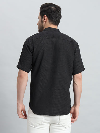 Stylish Black Popcorn Fabric Shirt for Men