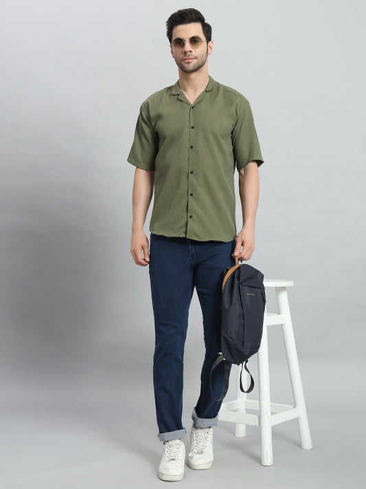 Stylish Forest Popcorn Fabric Shirt for Men