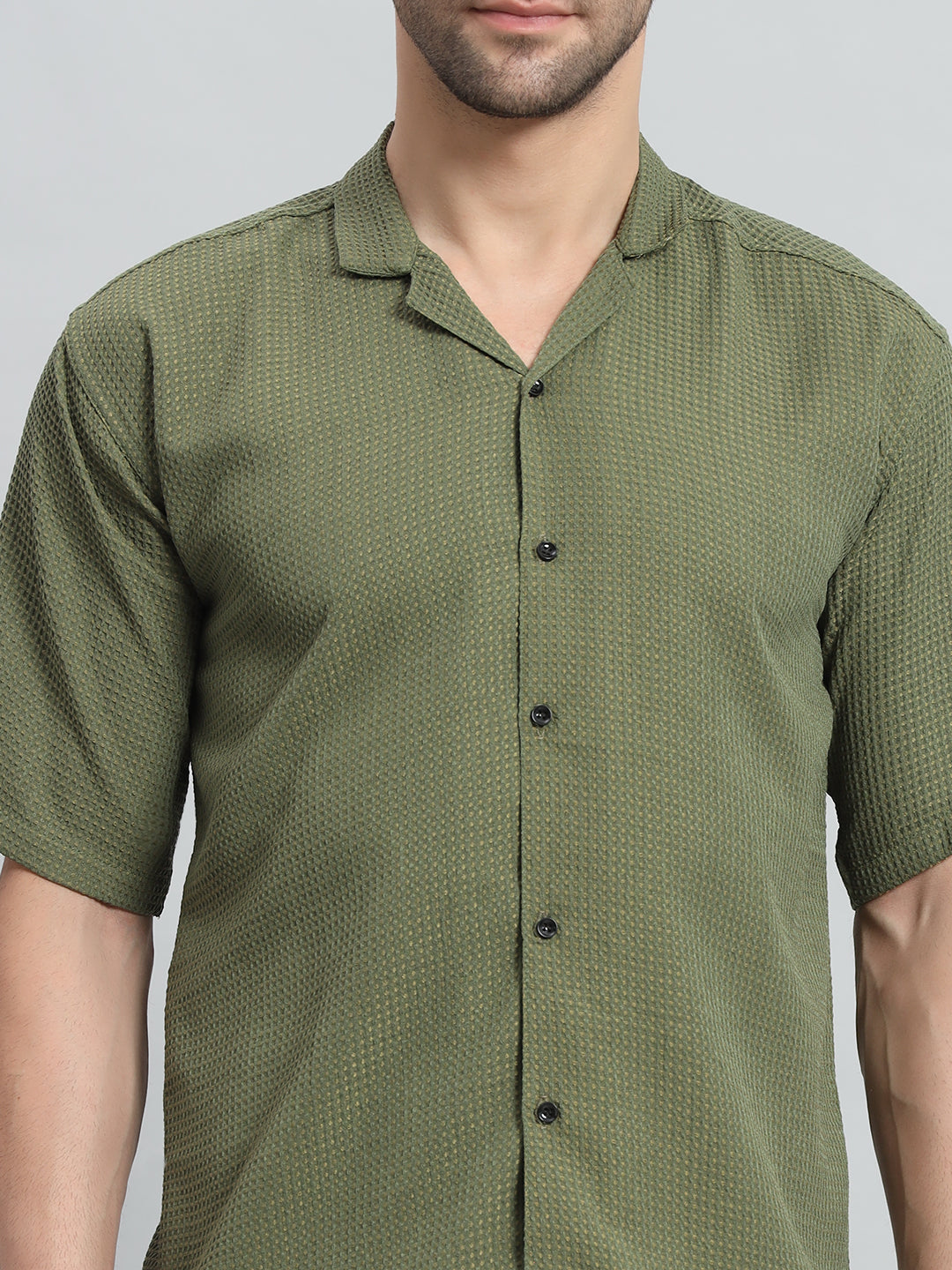 Stylish Forest Popcorn Fabric Shirt for Men