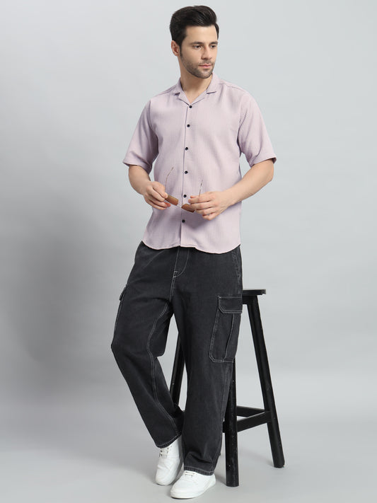 Stylish Lavender Popcorn Fabric Shirt for Men