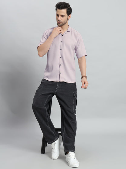 Stylish Lavender Popcorn Fabric Shirt for Men