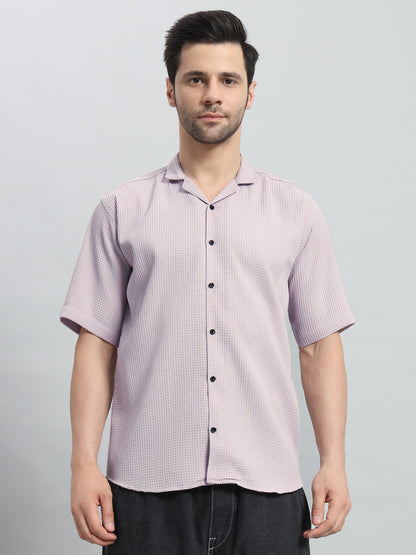 Stylish Lavender Popcorn Fabric Shirt for Men