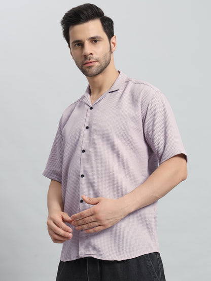 Stylish Lavender Popcorn Fabric Shirt for Men