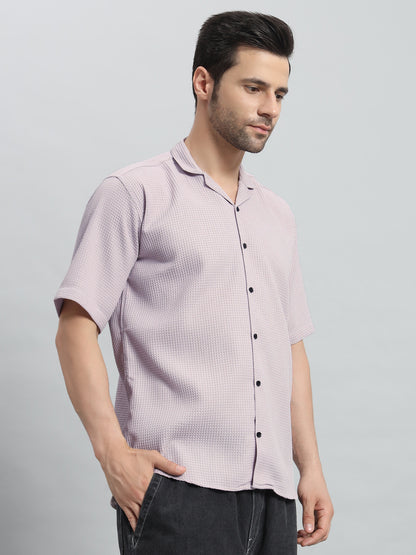 Stylish Lavender Popcorn Fabric Shirt for Men