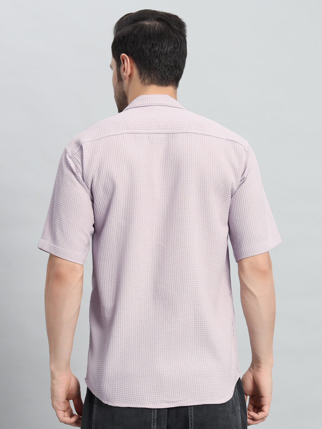 Stylish Lavender Popcorn Fabric Shirt for Men