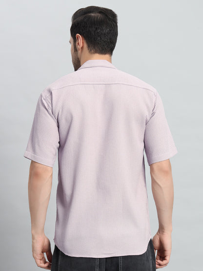 Stylish Lavender Popcorn Fabric Shirt for Men