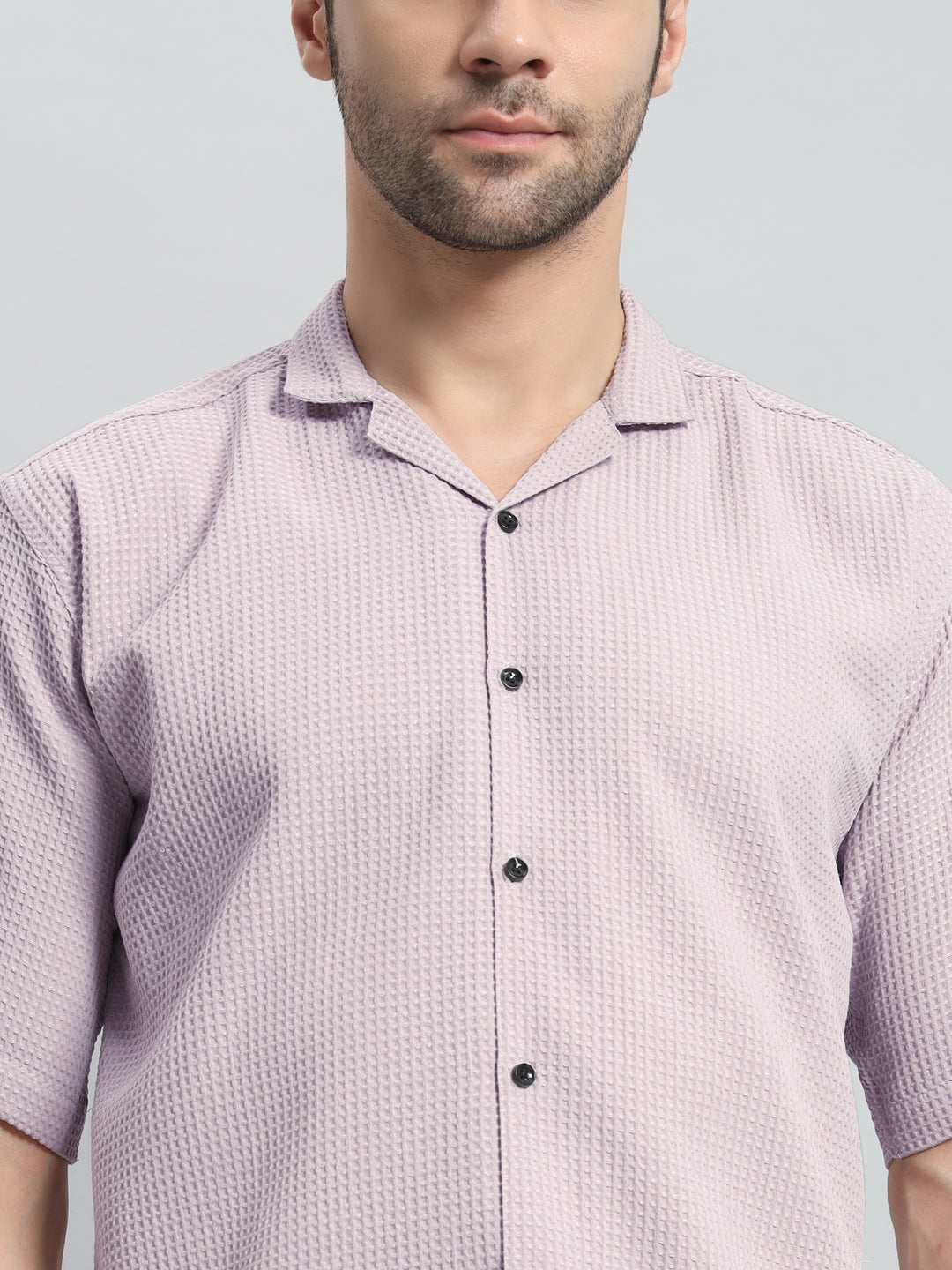 Stylish Lavender Popcorn Fabric Shirt for Men