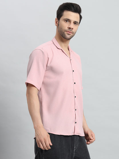 Stylish Pink Popcorn Fabric Shirt for Men