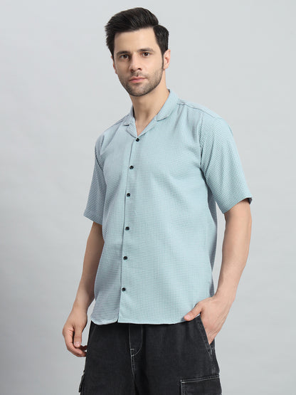 Stylish Sky blue Popcorn Fabric Shirt for Men