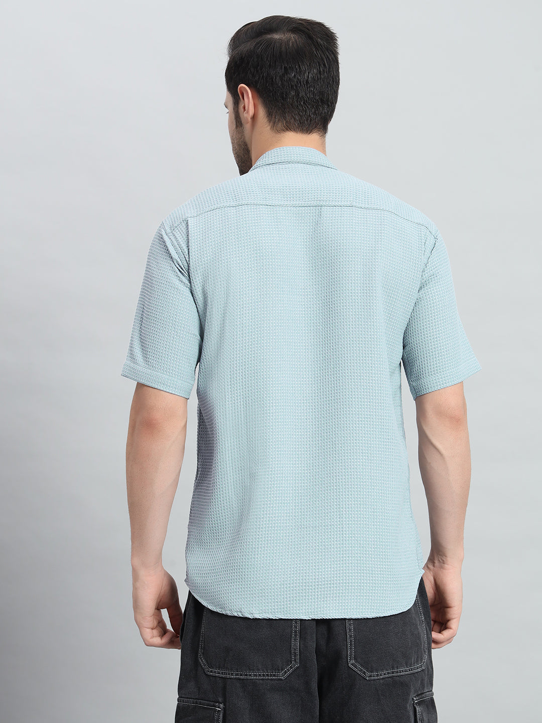 Stylish Sky blue Popcorn Fabric Shirt for Men