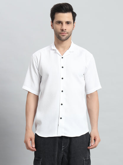Stylish White Popcorn Fabric Shirt for Men