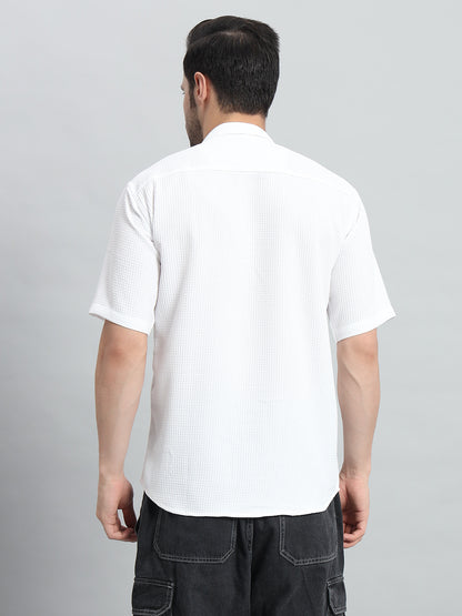 Stylish White Popcorn Fabric Shirt for Men