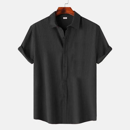 Sugar Cane Black Slim-Fit Popcorn Shirt