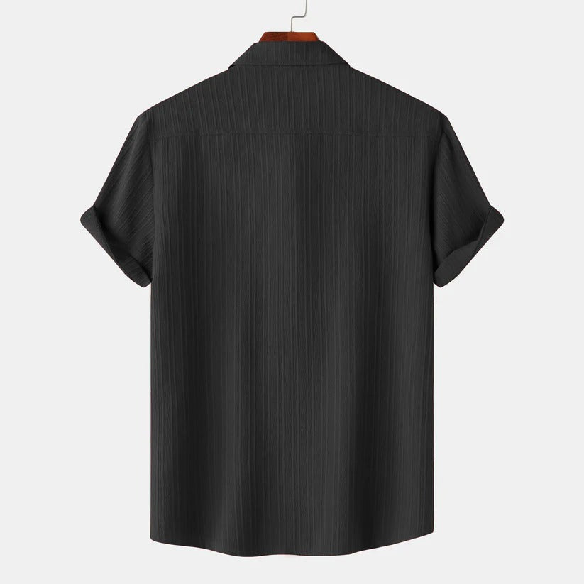 Sugar Cane Black Slim-Fit Popcorn Shirt