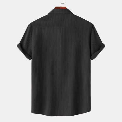 Sugar Cane Black Slim-Fit Popcorn Shirt